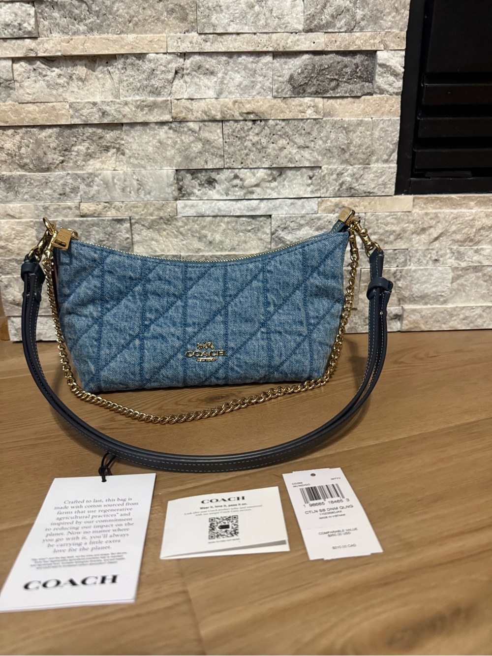 Coach Denim Caitlin Quilted Shoulder Bag - Picture 10 of 11